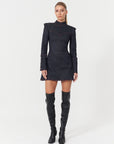 Harvey Mini Mock Neck Blue Dress