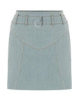 Monte J Logo Belted Blue Mini Skirt