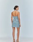 Monte J Logo Belted Blue Mini Skirt