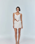 Ron Zippered Mini White Skirt