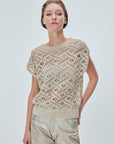 Bead Embroidered Openwork Beige Blouse Porterist - 1
