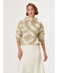 Beige Knitwear Sweater With Gold Pattern | Porterist