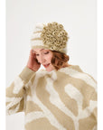 Beige Knitwear Sweater With Gold Pattern | Porterist
