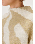 Beige Knitwear Sweater With Gold Pattern | Porterist