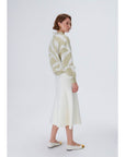 Beige Knitwear Sweater With Gold Pattern | Porterist