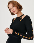 Black Double - breasted Knitwear Cardigan With Button