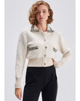 Black Knitwear Jacket With Stripe Details | Porterist