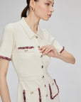 Polo Neck Ecru Mini Dress With Buttons | Porterist