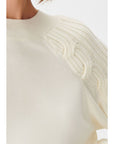 Ecru Knitwear Sweater With Hair Braided Sleeves | Porterist