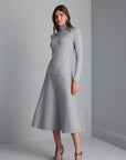 Flared Midi Knitwear Gray Skirt