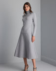 Flared Midi Knitwear Gray Skirt