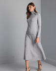 Flared Midi Knitwear Gray Skirt