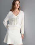 Flared Mini Knitwear Ivory Skirt