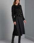 Handcrafted Sequined Black Knit Sweater