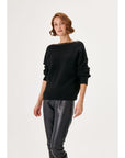 Handcrafted Stone Embroidered V - neck Black Knitwear