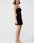 Lace Detailed Flared Black Mini Dress | Porterist