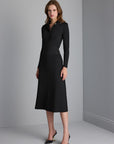 Join Us Ribbed Black Midi Sweater Dress with Button Detail - Porterist 1
