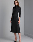 Join Us Ribbed Black Midi Sweater Dress with Button Detail - Porterist 2