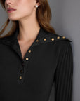 Join Us Ribbed Black Midi Sweater Dress with Button Detail - Porterist 4