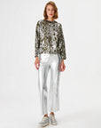 Shiny Snake Print Green Knitted Sweater | Porterist