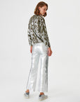 Shiny Snake Print Green Knitted Sweater | Porterist
