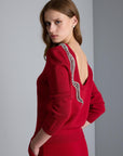 Join Us Snake Embroidered Red Knitwear Sweater - Porterist 1