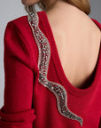 Join Us Snake Embroidered Red Knitwear Sweater - Porterist 5