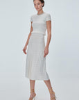 Stone Printed Pleated Ecru Midi Skirt Porterist - 1
