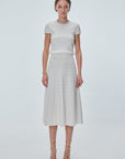 Stone Printed Pleated Ecru Midi Skirt Porterist - 2