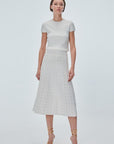 Stone Printed Pleated Ecru Midi Skirt Porterist - 3