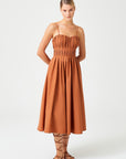 Heart Neck Midi Length Dress With Tile Draped | Porterist