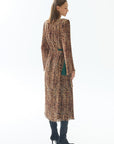 Leopard Print Pleated Midi Dress