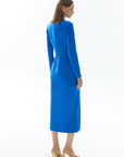 Saks Blue Drape and Slit Detailed Midi Dress