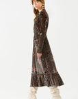 Velvet Midi Dress with Large Pockets Pattern