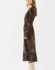 Velvet Midi Dress with Large Pockets Pattern
