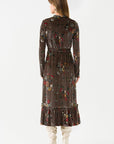 Velvet Midi Dress with Large Pockets Pattern