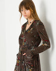 Velvet Midi Dress with Large Pockets Pattern