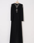 Black Hoop Embroidery Long Slit Dress Fınal Item - Porterist 1