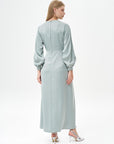 Sage Satin Dress with Rose Motif