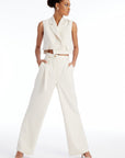 High Waisted Ecru Trousers With Belt Fınal Item - Porterist 3