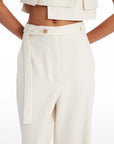 High Waisted Ecru Trousers With Belt Fınal Item - Porterist 4