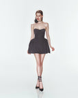 Strapless Black Mini Drape Dress