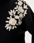 Contrast Floral Embroidered Woolen Black Knitted Sweater Fınal Item - Porterist 3