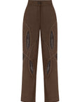 Asher Cappuccino Linen Cut Out Contrast Stitch Pants