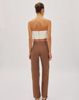Asher Cappuccino Linen Cut Out Contrast Stitch Pants