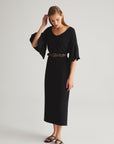 Black Ruffled Sleeve Dress