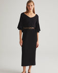 Black Ruffled Sleeve Dress