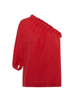 Capri Red Linen One Sleeve Top