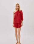 Capri Red Linen Shorts