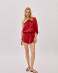 Capri Red Linen Shorts